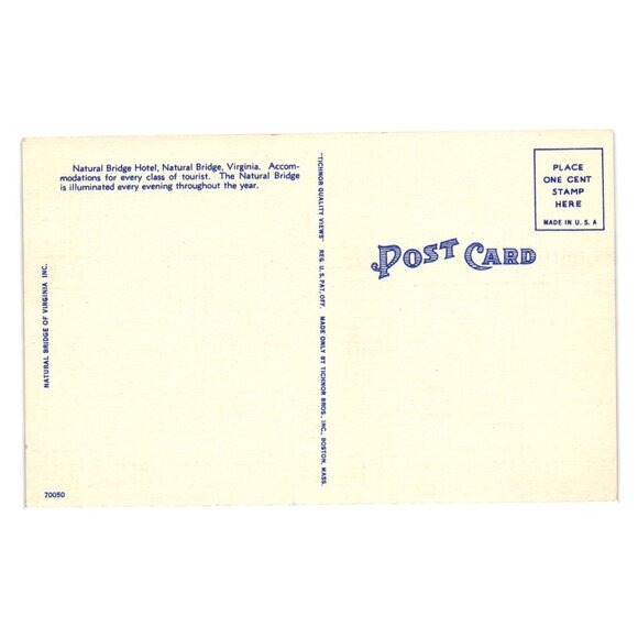 Natural Bridge Hotel Postcard Vintage Scenic View Of Virginia Linen Art VA - Picture 2 of 2